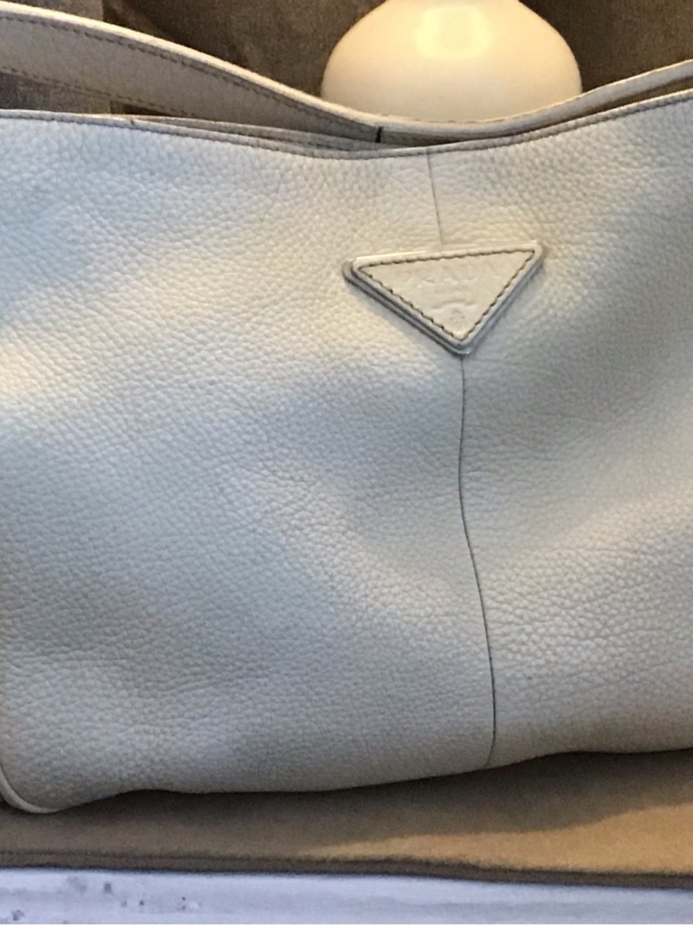 Vintage PradaCream Pebbled Leather Shoulder Bag